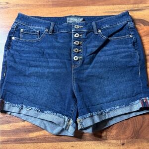 Torrid Dark Blue Jean Shorts with Button Fly